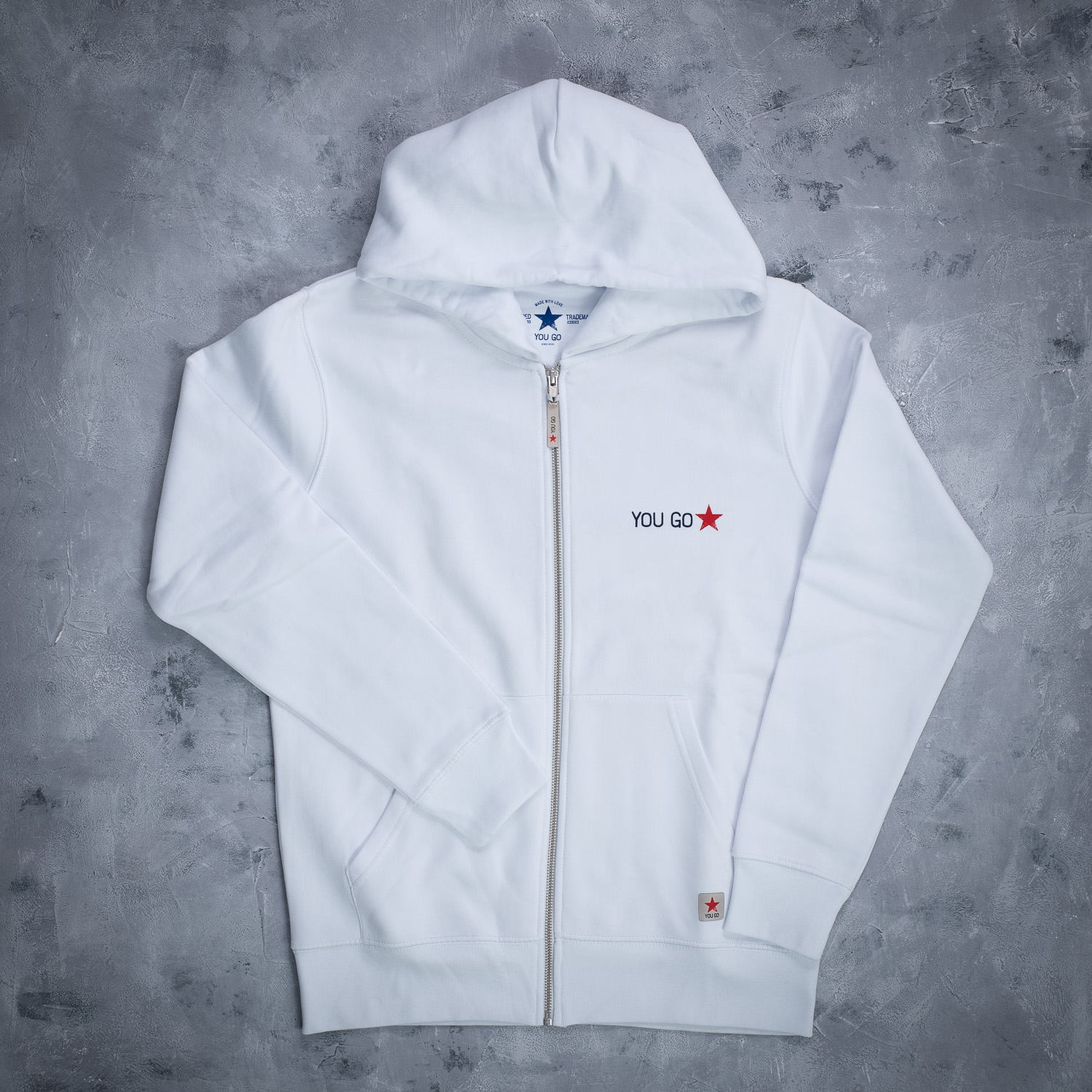 You Go Star dukserica sa kapuljačom zip - bela